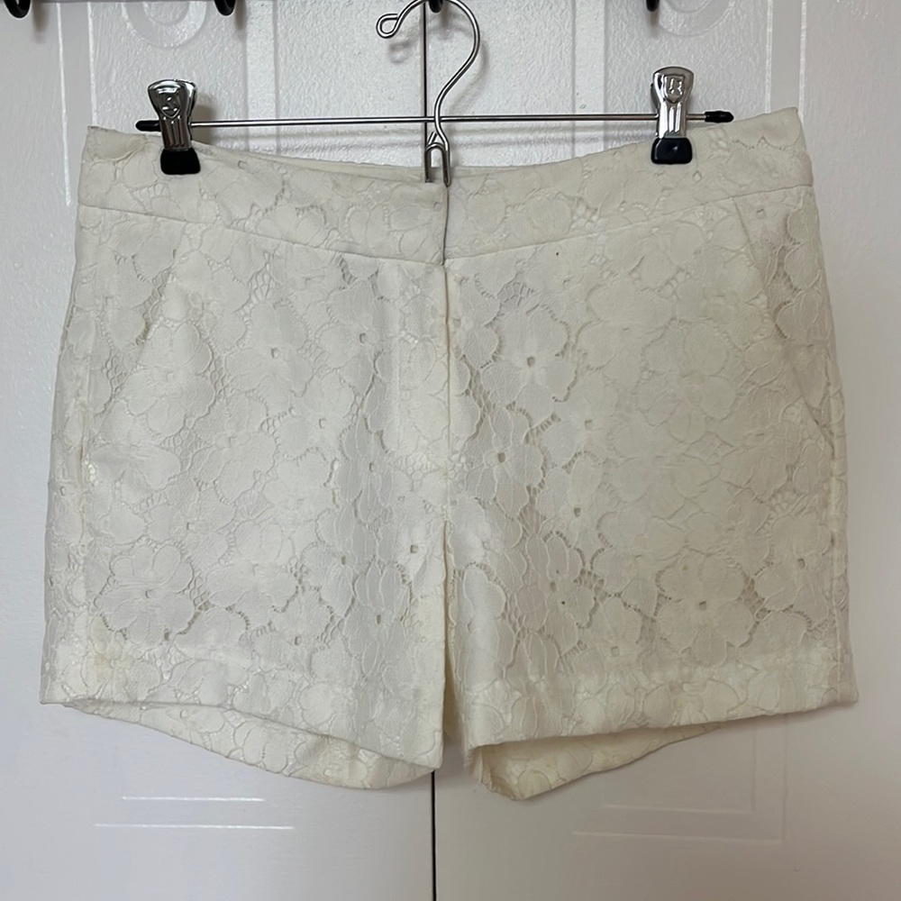 Off White Shorts with flower lace